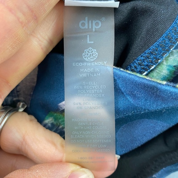 Dip fitness exercise workout bra blue cream floral print wms sz large - Picture 3 of 10